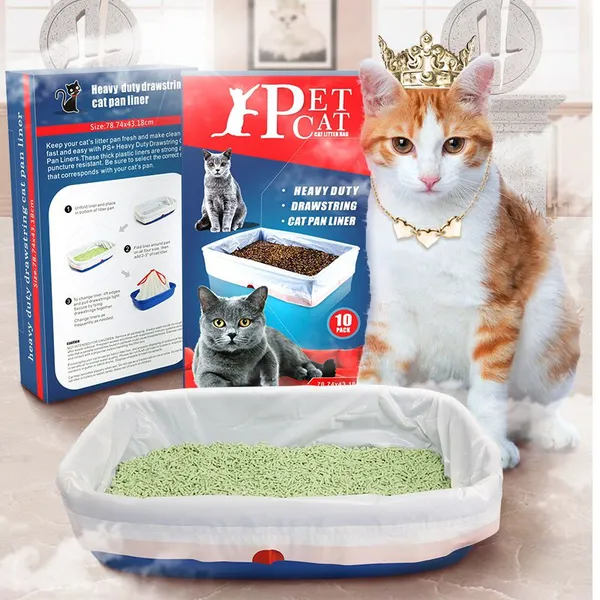 China Factory Custom Size Corn Starch Degradable Drawstring Cat Litter Bag Garbage Bag for Cats Compostable Cat Litter Liner
