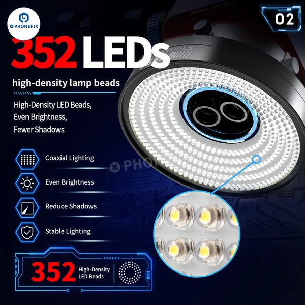JTXTOOLS K352 ChipVision 352-LED Coaxial Microscope Ring Light for Precision Repair photo-4