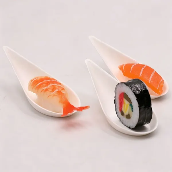 Mini Small Saucer for Dim Sum Appetizers, Biodegradable Pulp Molded Plate, Use at Parties & Catering Events photo-3