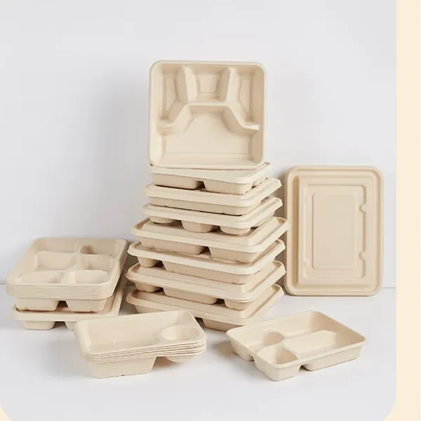 Multi-Compartment Tray Molded Fiber, 6 Divided Cells, 2.8mm Average Thickness, Straw Pulp Construction, Microwave Safe 120°C
