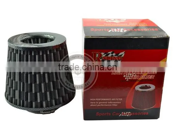 Universal 3''Inch (76mm) JDM Short Ram/Turbo/Cold Air Flow Intake Filter, Red/Blue/Silver/Carbon Fiber Air Filter With Clamp photo-2