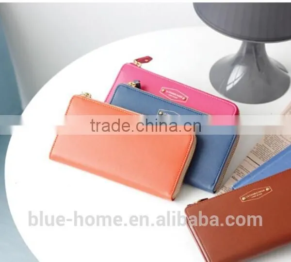 Single Zipper Around Faux Leather Checkbook Wallet Unisex Long Card Holder High Quality for Waiter photo-2