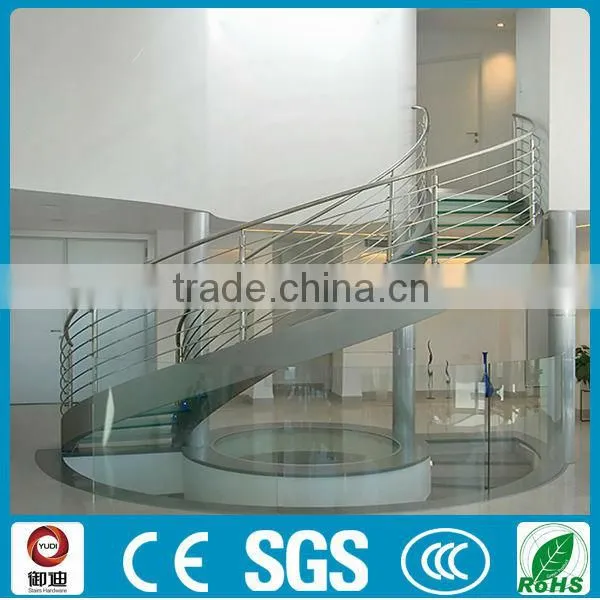 New Arrival Modern Stainless Steel Glass Curved Staircase Design photo-2
