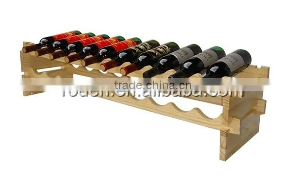 High Quality Custom Supermarket Wooden Red Wine Bottle Display Rack