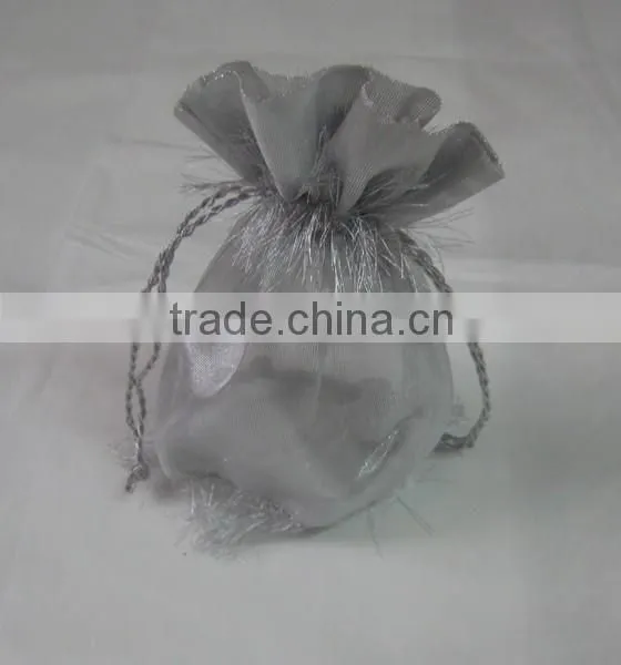 HOT SALE ! Metallic Silver Fabric Gift Bag Pouch photo-2
