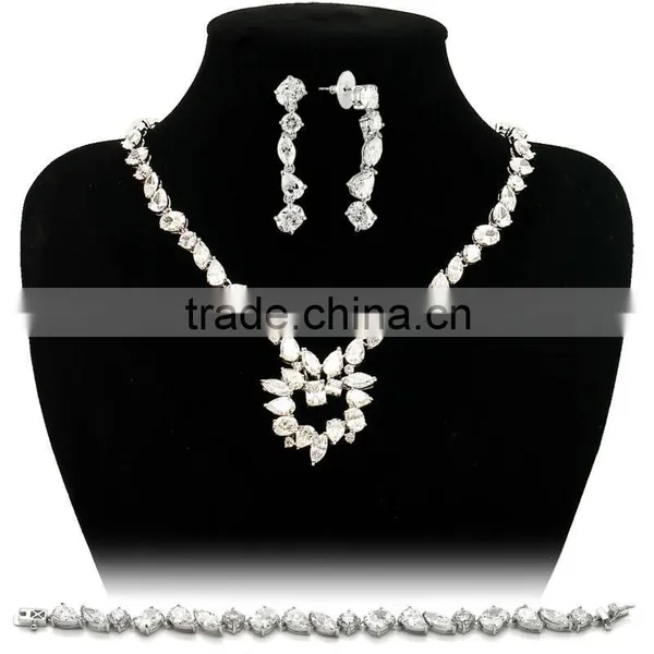 Rhodium Plated With CZ 925 Sterling Silver Jewelry Wholesale