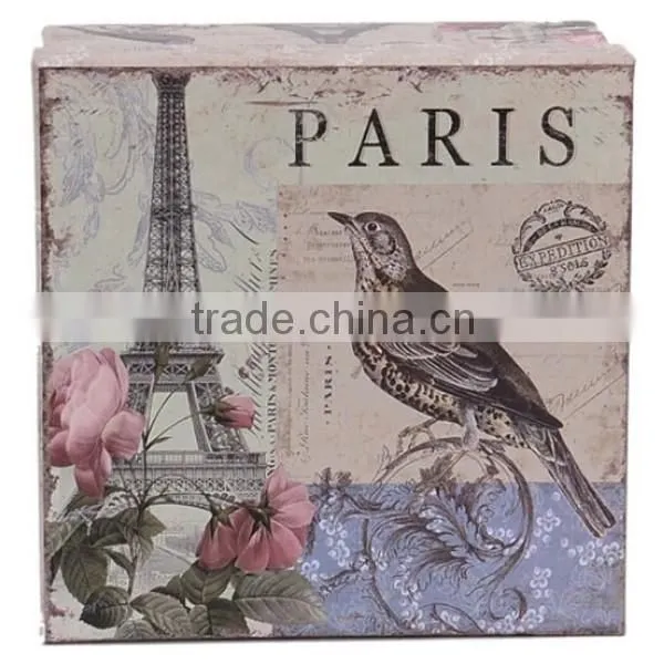Antique Paris Tower And Flower Paper Gift Box photo-2
