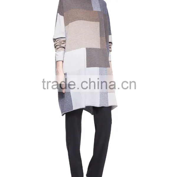 Warm and Soft Block Women Long Pullover photo-2
