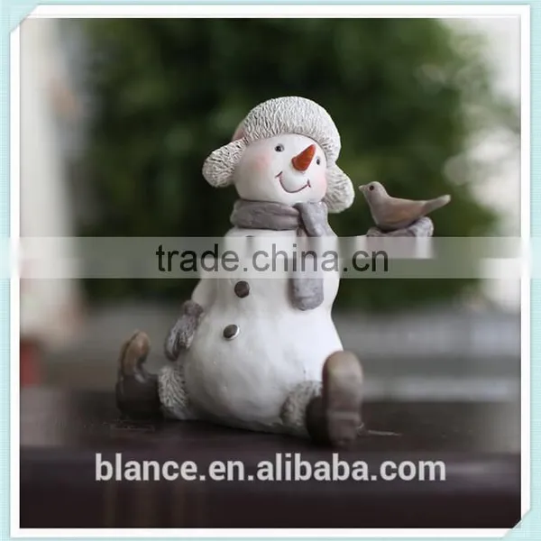 Lovely Snowman Resin Figurine Long Nose Design Universal Christmas Gift photo-2