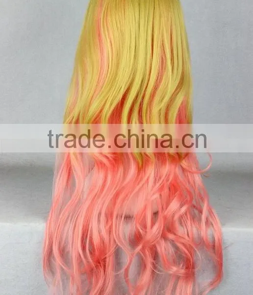 Fashion Gradient Color Long Kinky Wig With Bangs N477 photo-2