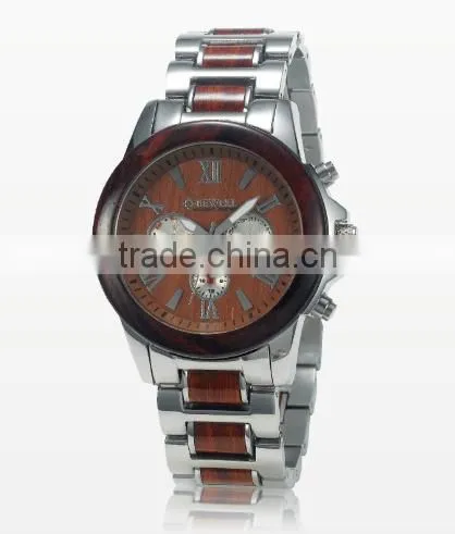 2016 Top Newest Design Stainless Steel Wood Wrstwatchs
