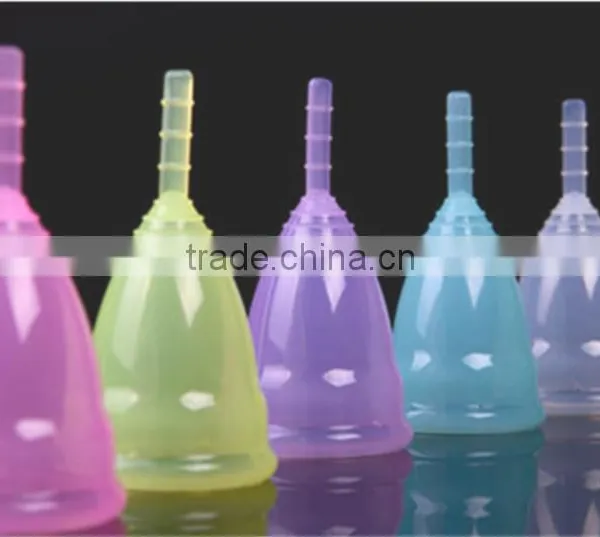 Reusable 100% Medical Silicone Ladies Menstrual Cup for wholesales-Small or Big Size in Pink,Purple,White,Transparent