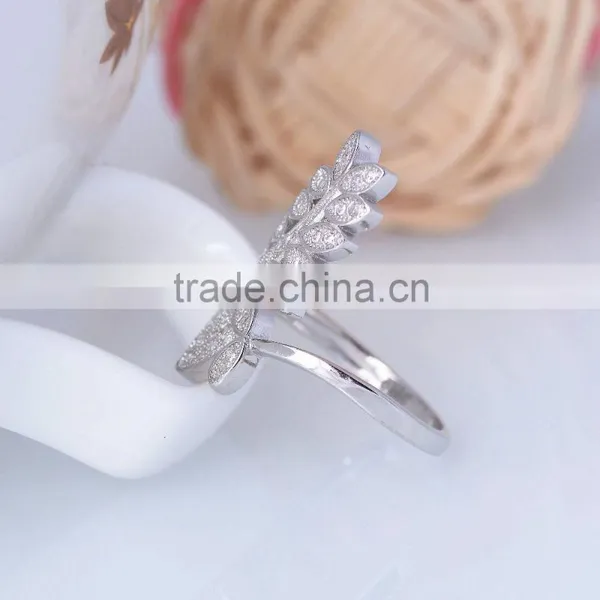 925 Sterling Pine Tree Leaf and Pine Cone Silver Ring Open Ended Design photo-4