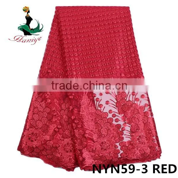 Haniye 2016 African Embroidery Tulle Lace Fabric High Quality 5 Yards for Net Dress/NYN59 photo-2