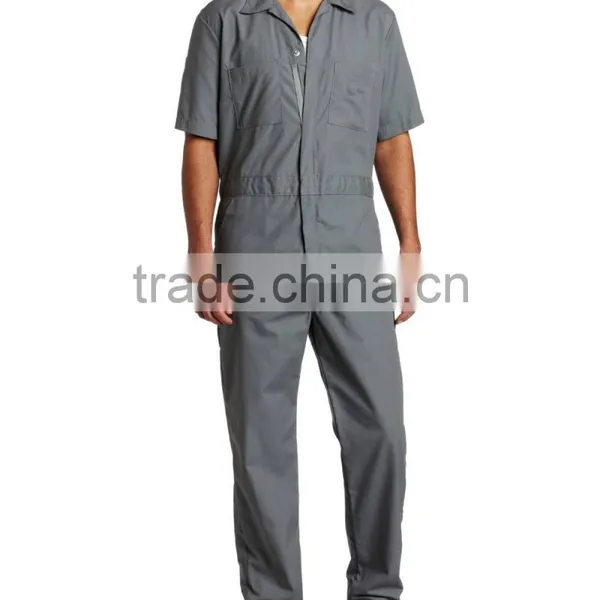 China Supplier 60% Cotton 40% Polyester Poplin Fire Retardant Large Back Pockets Men's Short Sleeve Khaki Coverall photo-3
