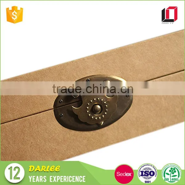 China Factory Custom Flip Lid Kraft Cardboard Gift Box With Metal Lock photo-4