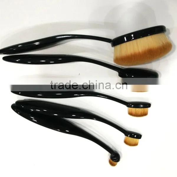 5 Pcs Tooth Brush Shape Oval Makeup Brush Set Private Label MULTIPURPOSE Professional Foundation Powder Brush Kit With Bag photo-5