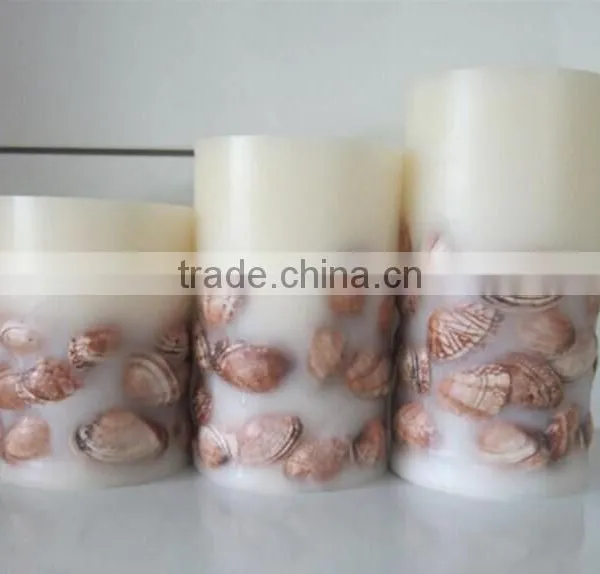 Flameless Led Candles Christmas Decrative Led Real Wax Candles With Shells Led Shells Candles photo-3