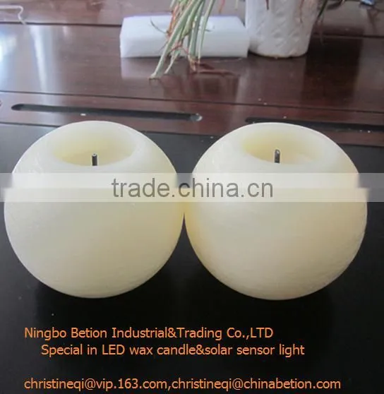 Round Ball Shaped Flamleless Candles Yellower Flicking Wax Candle photo-5