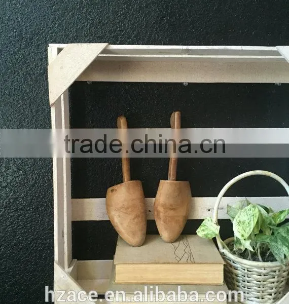 White Wooden Wall Hanging Crate Shelf / Wall Pocket photo-2