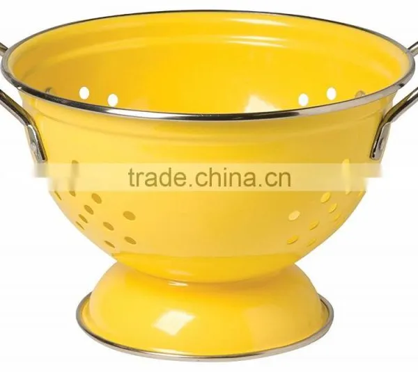 Round Metal Self Draining Pasta Bowl Kitchen Food Washing Strainer Vegetable Conlander photo-6