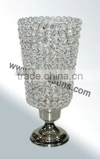 Crystal Beaded Pillar Candle Holder/ Crystal Wedding Centerpiece/Table Candlesticks photo-6