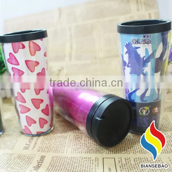 With Sealed DIY Paper Insert Promotion Plastic Coffee Travel Mug photo-2