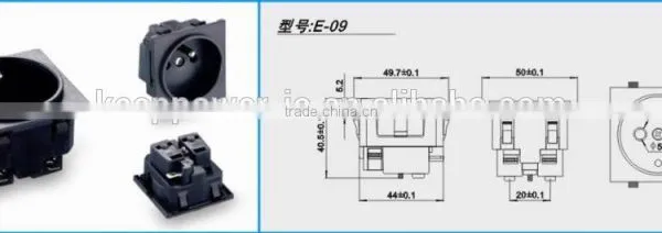 AC Power Outlet Industrial Power Outlet Snap-in IEC European-style Socket E-09 photo-2