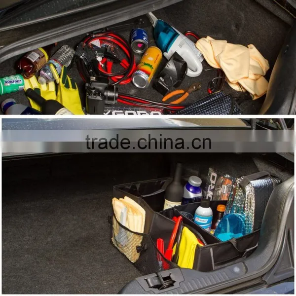 Storage Organizer Bin With Pockets - Portable Cargo Carrier Caddy for Car Truck SUV Van, 21 x 15 x 10 Folding Bag photo-6