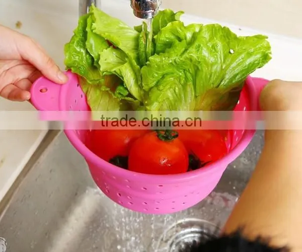 Food Grade Fruit Silicone Basket Foldable Silicone Drain Basket photo-2