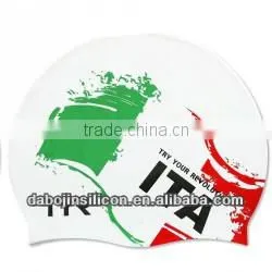 Italy Country Flag Patriotic Silicone Swimming Caps With CE/ROHS Certification photo-2