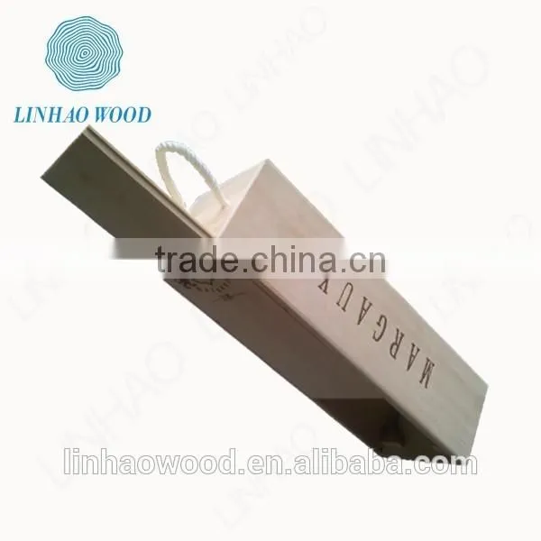 Natural & Burlywood Wooden Wine Box With Sliding Lid