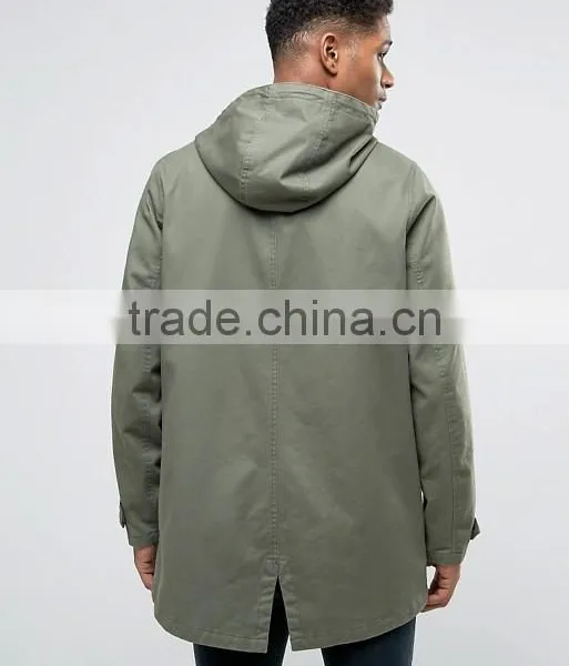2017 Xinlan High Quality New Design Adjustable Toggle Hood Durable 100% Cotton Khaki Running Casual Men Jacket With Hood photo-2