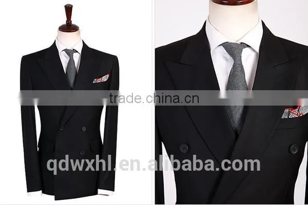 Fashion Navy Blue Stripe Double-Breasted Bespoke Suit Wholesale Mens Suit photo-6