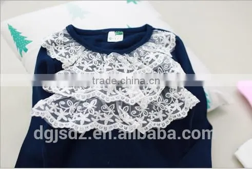 Lace Decorated Sweater for Girls Round-neck Kids Sweater Wool Design Sweater for Child Girls photo-4