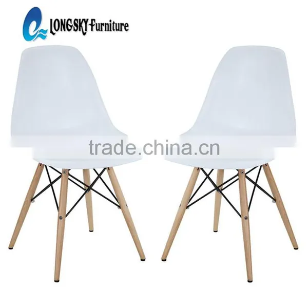 LS-4001 White ABS Charles Plastic Chair With Solid Wood Legs in Dining Room photo-2