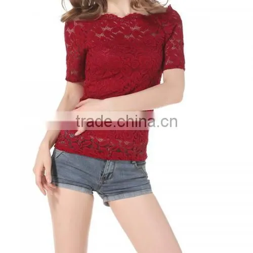 2017 Women Sexy Tight New Style Lace Latest Blouse Styles photo-2