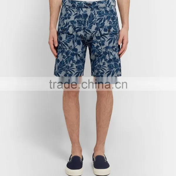 High Quality Whole Through Floral Prints One Button Closured Chino Shorts for Men photo-2