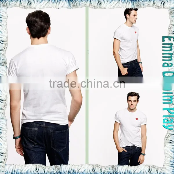 Soild White Heart Embroidery 0-Neck T Shirts for Man photo-4