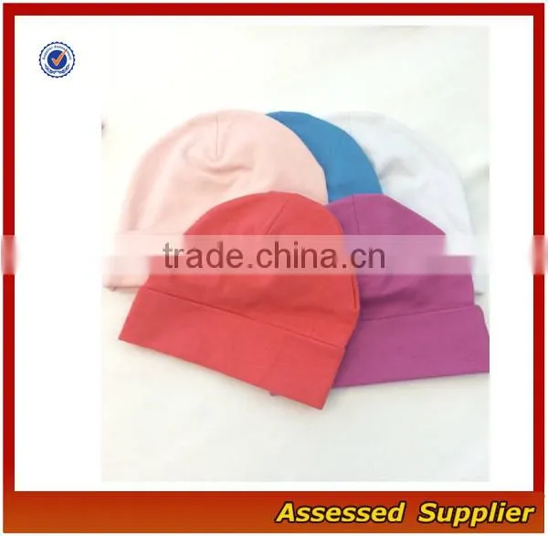 ZT1028 Soft 100%organic Cotton Infant Baby Hat/ Hospital Newborn Baby Solid Caps photo-2
