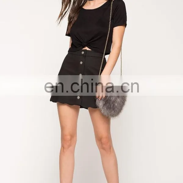 Fashion Women Shirts and Tops Latest Short Sleeve Tied Front Woman Top photo-5