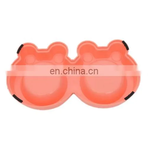 Cheap Wholesale Price Dropshipping 2 in 1 Stainless Steel Bowls, Anti-slippery Mat Cartoon Shape Detachable Pets Bowls (Pink) photo-3