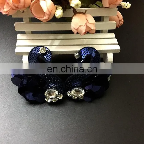 High Grade Handmade Decorative Beaded Rhinestone Sequins Swan Patches for Clothing photo-4