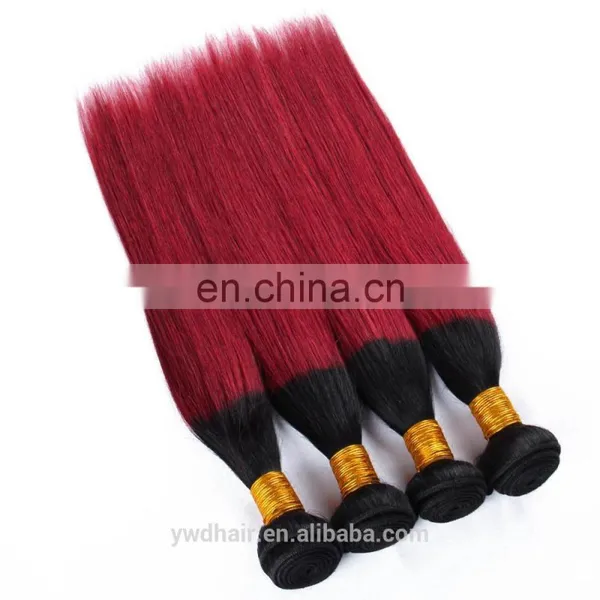 Ombre Brazilian Virgin Hair Straight Burgundy Brazilian Hair Weave Bundles photo-4