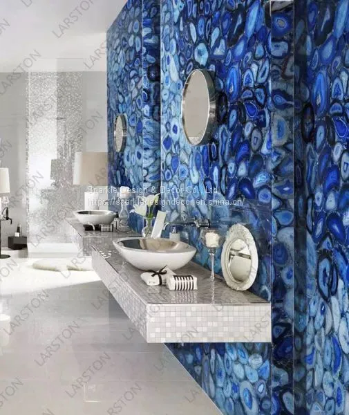 Grade A Luxury Wall Panels Purple Semi-precious Agate Stone Slabs for Hotel photo-5