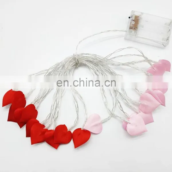 Romantic Bedroom Wedding Party Decoration 20 LEDS Cloth Heart Shape Mini Fairy String Light photo-3