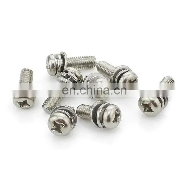 Black Zinc Plated Steel Cross Pan Head M3 M4 m6 Machine Screw Combination Screw Washer Assembly photo-5