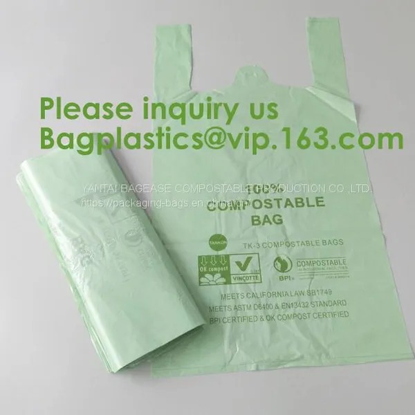 100% Biodegradable Compostable T-Shirt Vest Bag Shopping, Home, Decoration, Wedding, Supermarket, Restaurant, Bake photo-4