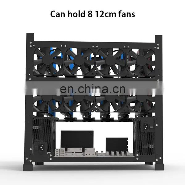 New Open Air Rig Frame 12 GPU Case Graphic Card Holder Computer Rack Support Double ATX Power And 12cm Fan photo-2