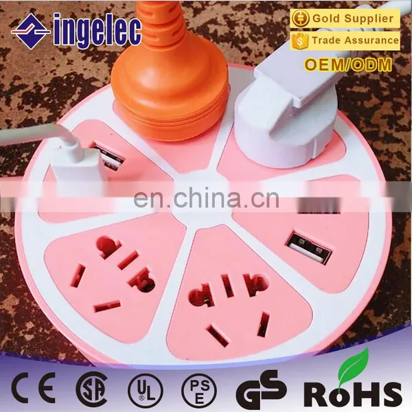 Top Quality US / UK / EU Plug Tabletop Hexagon Shape 4 USB Charging Electric Power Extension Socket photo-3